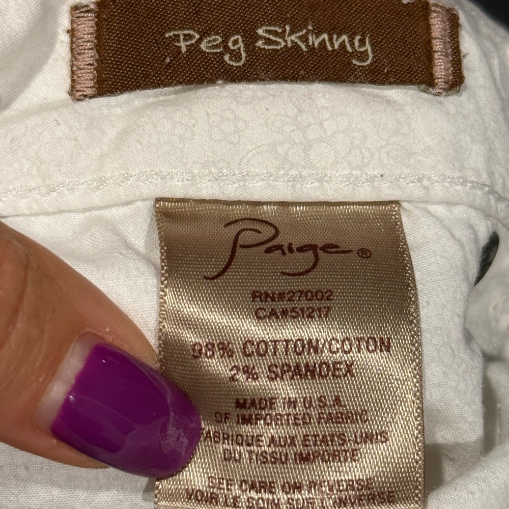 PAIGE Women's Crisp White Peg Skinny Jeans - Picture 12 of 12
